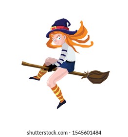 witch on a broomstick vector illustration