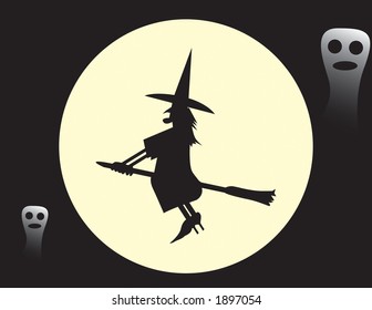 Witch on a broomstick vector that can be resized to ones choosing.  Halloweens coming up!