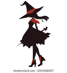 Witch on silhouette on a white background isolated