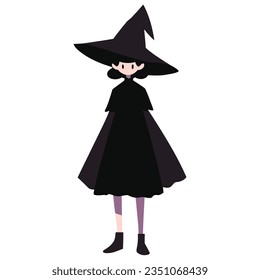 Witch on silhouette on a white background isolated