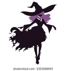 Witch on silhouette on a white background isolated