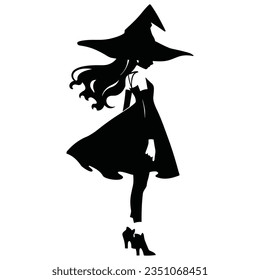 Witch on silhouette on a white background isolated