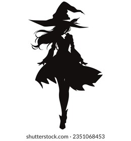 Witch on silhouette on a white background isolated