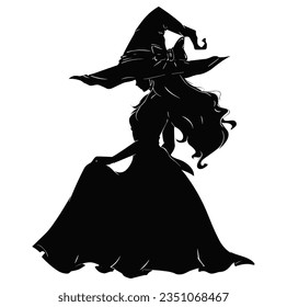 Witch on silhouette on a white background isolated