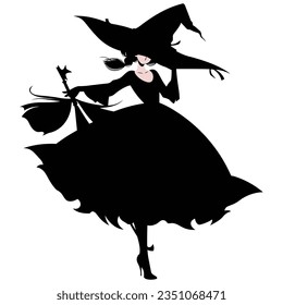 Witch on silhouette on a white background isolated