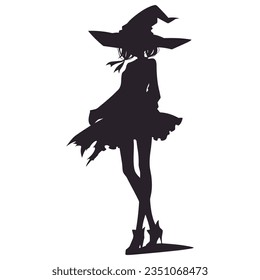 Witch on silhouette on a white background isolated