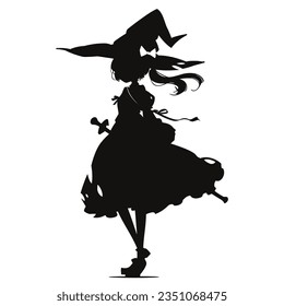 Witch on silhouette on a white background isolated