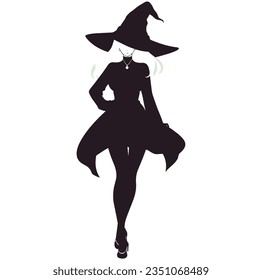 Witch on silhouette on a white background isolated