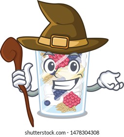 Witch parfait above the wooden table mascot