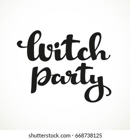 Witch party calligraphic inscription on a white background