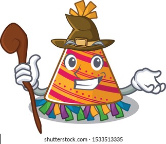 Witch party hat cartoon with character shape
