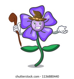 Witch periwinkle flower mascot cartoon