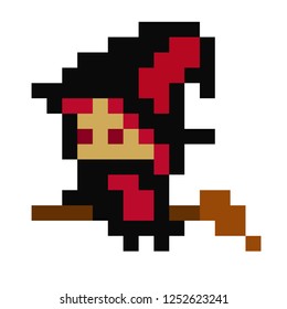 a witch pixel art magic