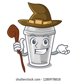 Witch plastic cup isolated on with mascot