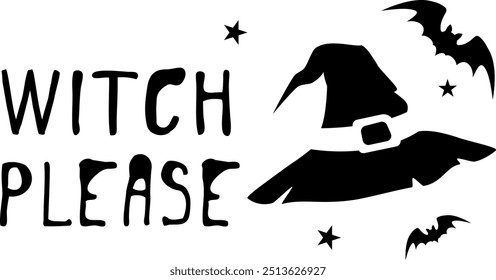 Witch please. Cartoon witch hat illustration vector.
