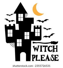 Witch Please Happy halloween design lettering typography Can be printed as t-shirt, greeting cards, gift or room and office decoration. Also can be social media post content