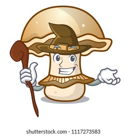 Witch portobello mushroom mascot cartoon