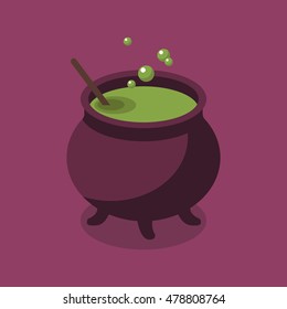 Witch Pot. Halloween Flat Icon