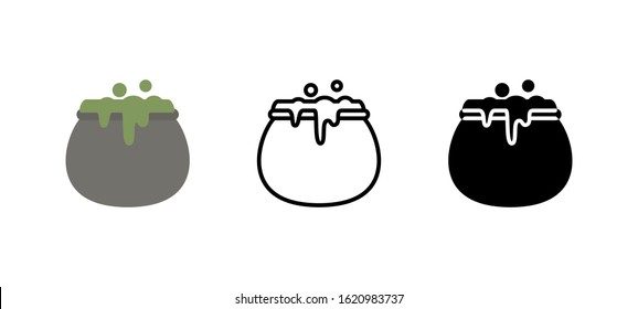 Witch Pot halloween icon. Holidays flat, silhouette, line vector illustration on white background