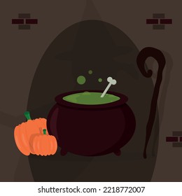 Witch pot with magic liquid
