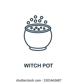 Witch Pot outline icon. Thin line style from halloween icons collection. Pixel perfect simple element witch pot icon for web design, apps, software, print usage.