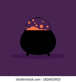 Witch pot with potion. Halloween icon - Vector