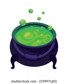 witch pot with spell isometric icon