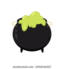 Witch pot vector. Halloween cauldron with witch's potion. Illustrated vector element.