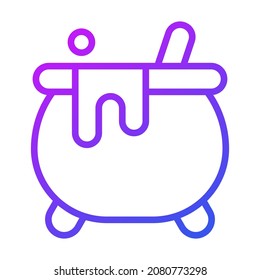 witch pot vector outline icon.