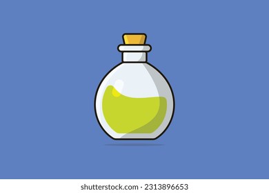 Witch Potion Bottle vector illustration. Science object icon concept. Halloween potion icon. Halloween drink design. Bottle of Green Poison vector design.