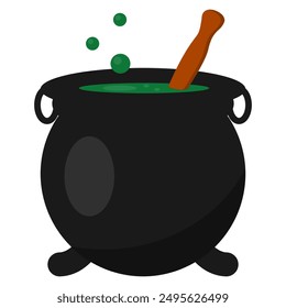 Witch potion cauldron editable icon for Halloween holiday graphic resources. Horror, terror, magic potion symbol. EPS editable vector.