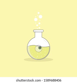 Witch potion with lemon and eye ingredient illustration