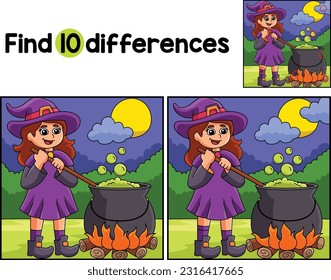 Witch Potion Pot Halloween Find The Differences