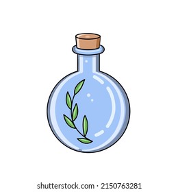 Witch Potion. Vector flat illustration isolated on white background. Sticker, icon,  outline. 