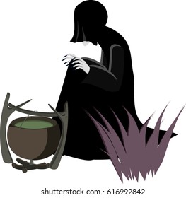 Witch, potion, vector illustration