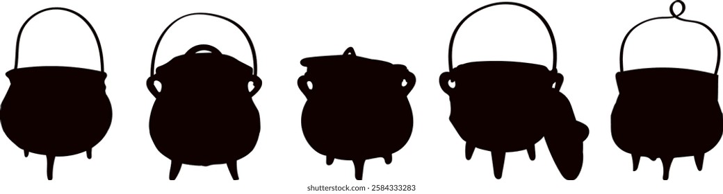 witch pots set on white background vector