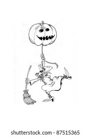 witch with pumpkin
