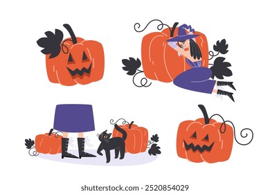 Witch and Pumpkin Collection for Halloween