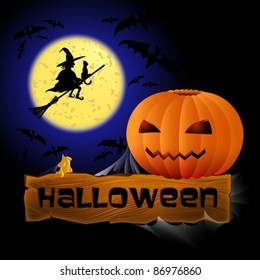 Witch and Pumpkin Halloween Card