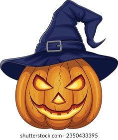 witch pumpkin hat on white background