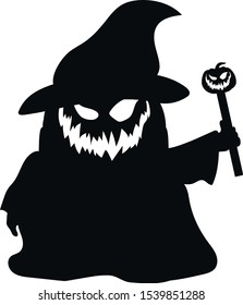 Witch Pumpkin Silhouette, vector image style,