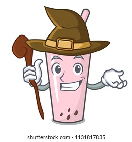 Witch raspberry bubble tea character cartoon