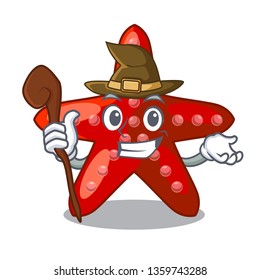 Witch red starfish in the cartoon shape