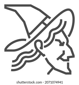 Witch related, pixel perfect, editable stroke, up scalable square line vector icon.