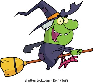 Witch Ride Broomstick Stock Vector (Royalty Free) 154493699 | Shutterstock