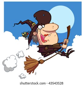 witch rides broom