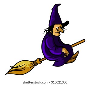 Witch riding a broom 
