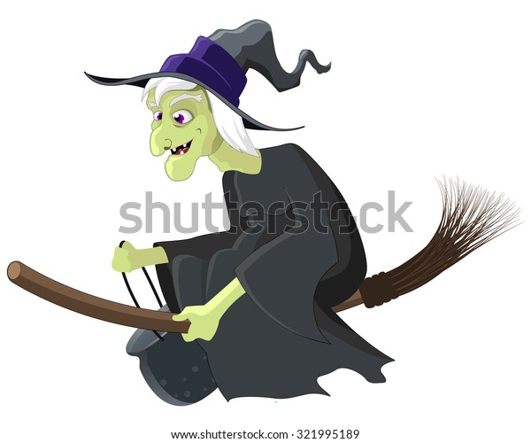 witch riding broom hurt