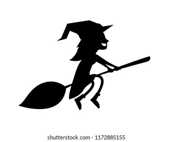 witch riding a magic broom silhouette