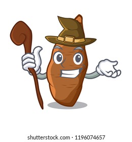 Witch ripe cassava on the cartoon table